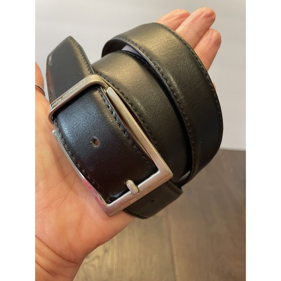 Ermenegildo Zegna Reversible Black/Brown Dress Belt Size 37-33" w/Silver Buckle - Picture 6 of 11